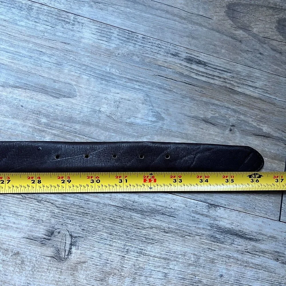 Kenneth Cole Brown Leather Belt Size 30 Gold Buckle Classic Minimalist Old Money